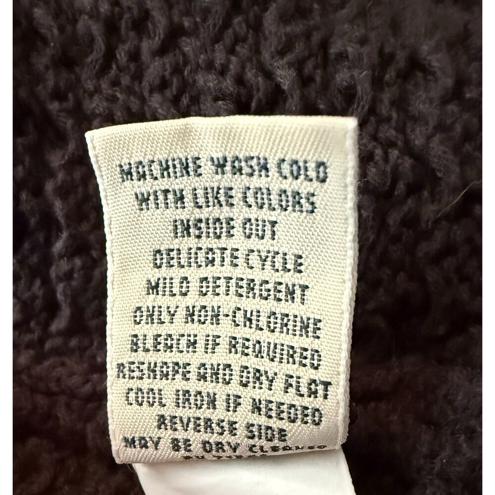 Women’s L.L. Bean Cotton Cardigan Fisherman Chunky Cable Knit Sweater Black M - Picture 5 of 8